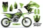 Preview: Diamond Flames Hintergrund = Grün, Designfarbe = Schwarz mit Nummernfeldern für Kawasaki KX250F 2009-2012