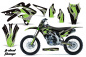 Preview: Tribal Flames Hintergrund = Schwarz, Designfarbe = Grün mit Nummernfeldern für Kawasaki KX250F 2013-2016