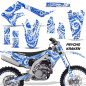 Preview: Psycho Kraken Background = Blue, Design color = White with number plates for Kawasaki KX450F 2019-2023