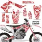 Preview: Psycho Kraken Hintergrund = Rot, Designfarbe = Weiß ohne Nummernfeldern für Kawasaki KX250F 2021-2024