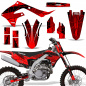 Preview: Geometrik Background = Black, Design color = Red with number plates for Kawasaki KX450F 2019-2023