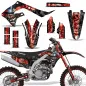 Preview: Mad-Hatter Hintergrund = Schwarz, Designfarbe = Rot mit Nummernfeldern für Kawasaki KX250F 2021-2024