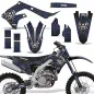 Preview: Widow Maker Hintergrund = Schwarz, Designfarbe = Blau mit Nummernfeldern für Kawasaki KX250F 2021-2024