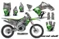 Preview: Checkered Skull Hintergrund = Silber, Designfarbe = Grün mit Nummernfeldern für Kawasaki KX450F 2009-2011