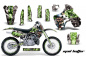 Preview: Mad-Hatter Hintergrund = Silber, Designfarbe = Grün mit Nummernfeldern für Kawasaki KX500 1988-2004