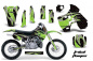 Preview: Tribal Flames Hintergrund = Schwarz, Designfarbe = Grün mit Nummernfeldern für Kawasaki KX500 1988-2004