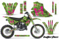 Preview: Butterfly Hintergrund = Grün, Designfarbe = Pink mit Nummernfeldern für Kawasaki KX80/KX100 1995-1997