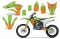 Preview: Diamond Flames Hintergrund = Grün, Designfarbe = Orange ohne Nummernfeldern für Kawasaki KX85/100 2014-2021