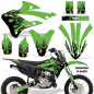 Preview: Diamond Flames Background = Green, Design color = Black without number plates for Kawasaki KX85/112 2022-2024
