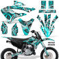 Preview: Psycho Kraken Background = Black, Design color = Teal Blue without number plates for Kawasaki KX85/112 2022-2024