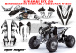 Preview: Mad Hatter Hintergrund = Schwarz, Designfarbe = Weiß für Kawasaki KFX 450