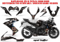 Preview: Mad Hatter Hintergrund = Schwarz, Designfarbe = Silber für Kawasaki ZX10 Ninja Sport 2008-2009