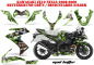 Preview: Mad Hatter Hintergrund = Grün, Designfarbe = Silber für Kawasaki ZX10 Ninja Sport 2008-2009