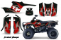 Preview: Tribal Flames Hintergrund = Schwarz, Designfarbe = Rot für Polaris Trailboss 330 04-09