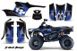 Preview: Tribal Flames Hintergrund = Schwarz, Designfarbe = Blau für Polaris Trailboss 330 04-09