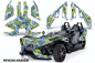 Preview: Psycho Kraken Hintergrund = Blau, Designfarbe = Gelb für Polaris Slingshot SL15-23