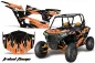 Preview: Tribal Flames Hintergrund = Schwarz, Designfarbe = Orange für Polaris RZR 1000 Turbo 2 Türer 13-18