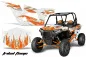 Preview: Tribal Flames Hintergrund = Weiß, Designfarbe = Orange für Polaris RZR 1000 Turbo 2 Türer 13-18