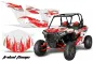 Preview: Tribal Flames Hintergrund = Weiß, Designfarbe = Rot für Polaris RZR 1000 Turbo 2 Türer 13-18