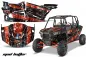 Preview: Mad-Hatter Hintergrund = Schwarz, Designfarbe = Rot für Polaris RZR 1000 Turbo 4 Türer 13-18