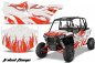 Preview: Tribal Flames Hintergrund = Weiß, Designfarbe = Rot für Polaris RZR 1000 XP 4 Türer 13-18