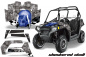 Preview: Checkered Skull Hintergrund = Silber, Designfarbe = Blau für Polaris RZR 800/s 11-14