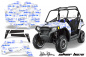 Preview: Silverstar - Silverhaze Hintergrund = Weiß, Designfarbe = Blau für Polaris RZR 800/s 11-14