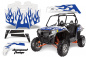 Preview: Diamond Flames Hintergrund = Weiß, Designfarbe = Blau für Polaris RZR 900XP 11-14