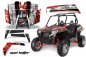 Preview: Mad-Hatter Hintergrund = Rot, Designfarbe = Weiß für Polaris RZR 900XP 11-14