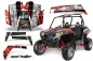 Preview: Mad-Hatter Hintergrund = Rot, Designfarbe = Weiß für Polaris RZR 900XP 11-14