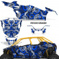 Preview: Psycho Kraken Hintergrund = Schwarz, Designfarbe = Blau für Polaris RZR Pro XP 4 Türer 20-24