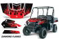 Preview: Diamond Flames Hintergrund = Schwarz, Designfarbe = Rot für Polaris Ranger EV Electric 09-15