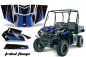Preview: Tribal Flame Hintergrund = Schwarz, Designfarbe = Blau für Polaris Ranger EV Electric 09-15
