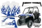 Preview: Diamond Flames Hintergrund = Weiß, Designfarbe = Blau für Polaris Ranger RZR 570