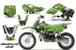 Preview: Checkered Skull Hintergrund = Grün, Designfarbe = Schwarz mit Nummernfeldern für Suzuki DRZ 110 All Years