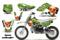 Preview: Checkered Skull Hintergrund = Grün, Designfarbe = Orange mit Nummernfeldern für Suzuki RM 65 All Years