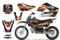 Preview: Mad-Hatter Hintergrund = Schwarz, Designfarbe = Orange mit Nummernfeldern für Suzuki RM 65 All Years