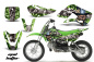 Preview: Mad-Hatter Hintergrund = Grün, Designfarbe = Silber mit Nummernfeldern für Suzuki RM 65 All Years
