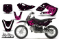 Preview: SilverStar-Reloaded Hintergrund = Schwarz, Designfarbe = Pink mit Nummernfeldern für Suzuki RM 65 All Years