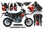 Preview: Checkered Skull Hintergrund = Schwarz, Designfarbe = Rot ohne Nummernfeldern für Suzuki DRZ 400 S/SM 2000-2023