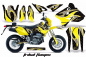 Preview: Tribal Flames Hintergrund = Schwarz, Designfarbe = Gelb ohne Nummernfeldern für Suzuki DRZ 400 S/SM 2000-2023