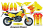 Preview: Diamond Flames Hintergrund = Gelb, Designfarbe = Rot mit Nummernfeldern für Suzuki DRZ 400 S/SM 2000-2023