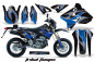 Preview: Tribal Flames Hintergrund = Schwarz, Designfarbe = Blau mit Nummernfeldern für Suzuki DRZ 400 S/SM 2000-2023