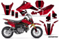 Preview: Geometrik Hintergrund = Schwarz, Designfarbe = Rot mit Nummernfeldern für Suzuki DRZ 70 2008-2016