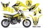 Preview: Tribal Flames Hintergrund = Gelb, Designfarbe = Schwarz mit Nummernfeldern für Suzuki DRZ 70 2008-2016