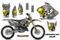 Preview: Checkered Skull Hintergrund = Silber, Designfarbe = Gelb mit Nummernfeldern für Suzuki RM 250 2001-2009