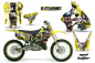 Preview: Mad-Hatter Hintergrund = Gelb, Designfarbe = Silber mit Nummernfeldern für Suzuki RM 125 1996-1998