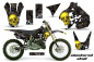 Preview: Checkered Skull Hintergrund = Schwarz, Designfarbe = Gelb mit Nummernfeldern für Suzuki RM 250 1996-1998