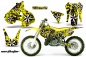 Preview: Northstar Hintergrund = Gelb, Designfarbe = Weiß mit Nummernfeldern für Suzuki RM 250 1999-2000