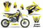 Preview: Tribal Flames Hintergrund = Gelb, Designfarbe = Schwarz mit Nummernfeldern für Suzuki RM 85 2001-2023